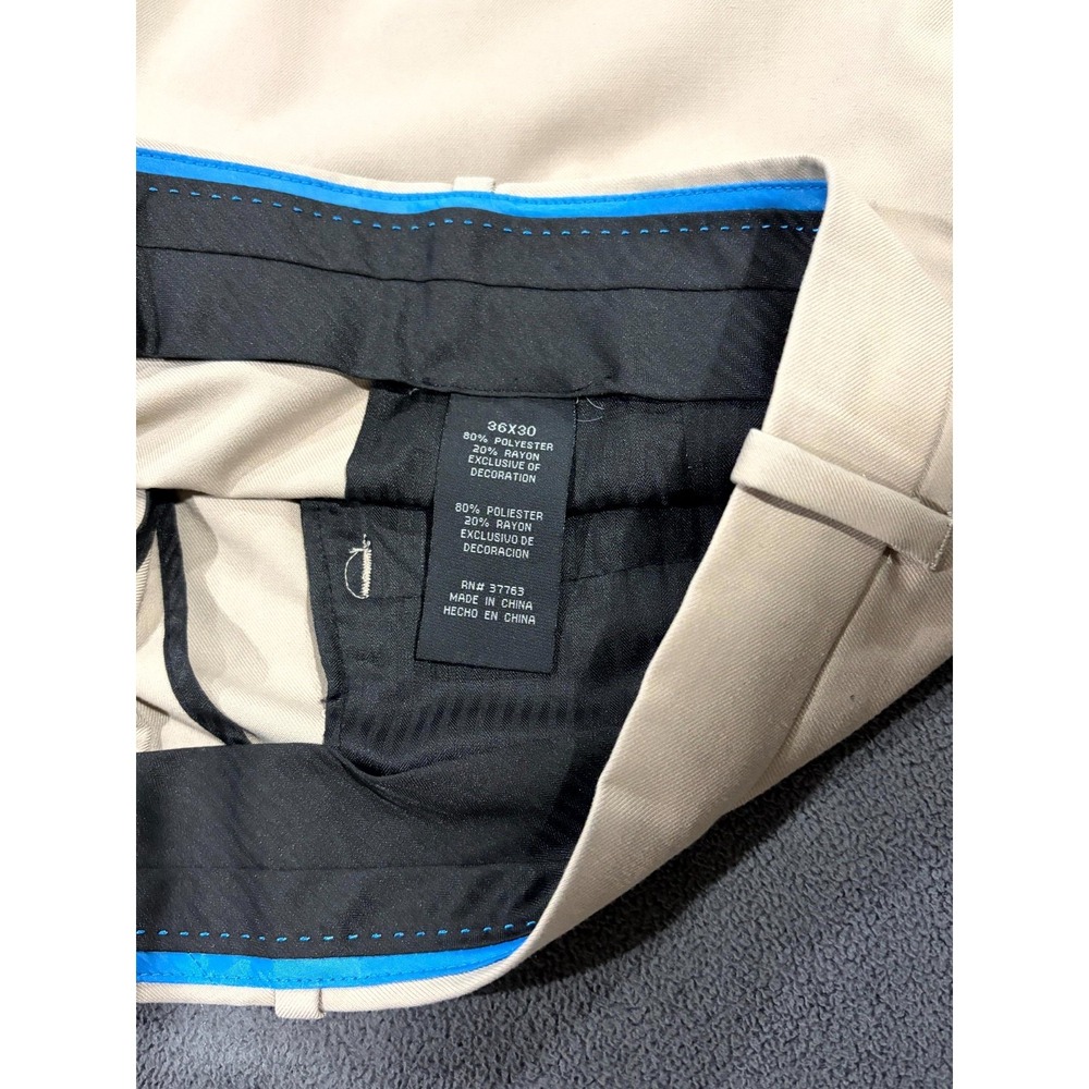 Axist Chino Pants Men 36x30 Beige Flat Front Mid Rise Straight Leg Slash Pockets - Picture 10 of 16